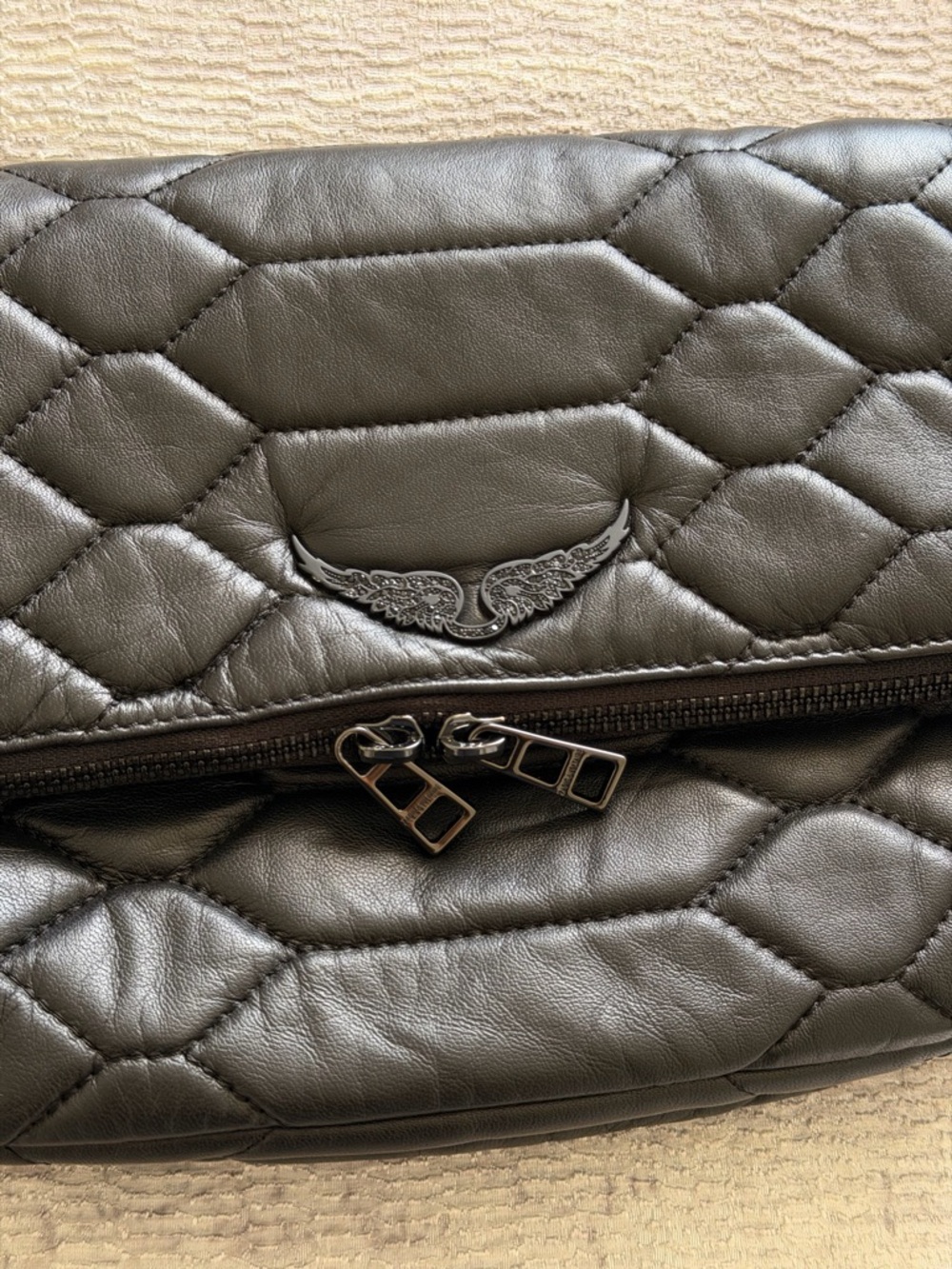 NWOT Zadig & Voltaire Rocky XL Quilted Leather Clutch Chain-Shoulder Bag - Black - Picture 4 of 16